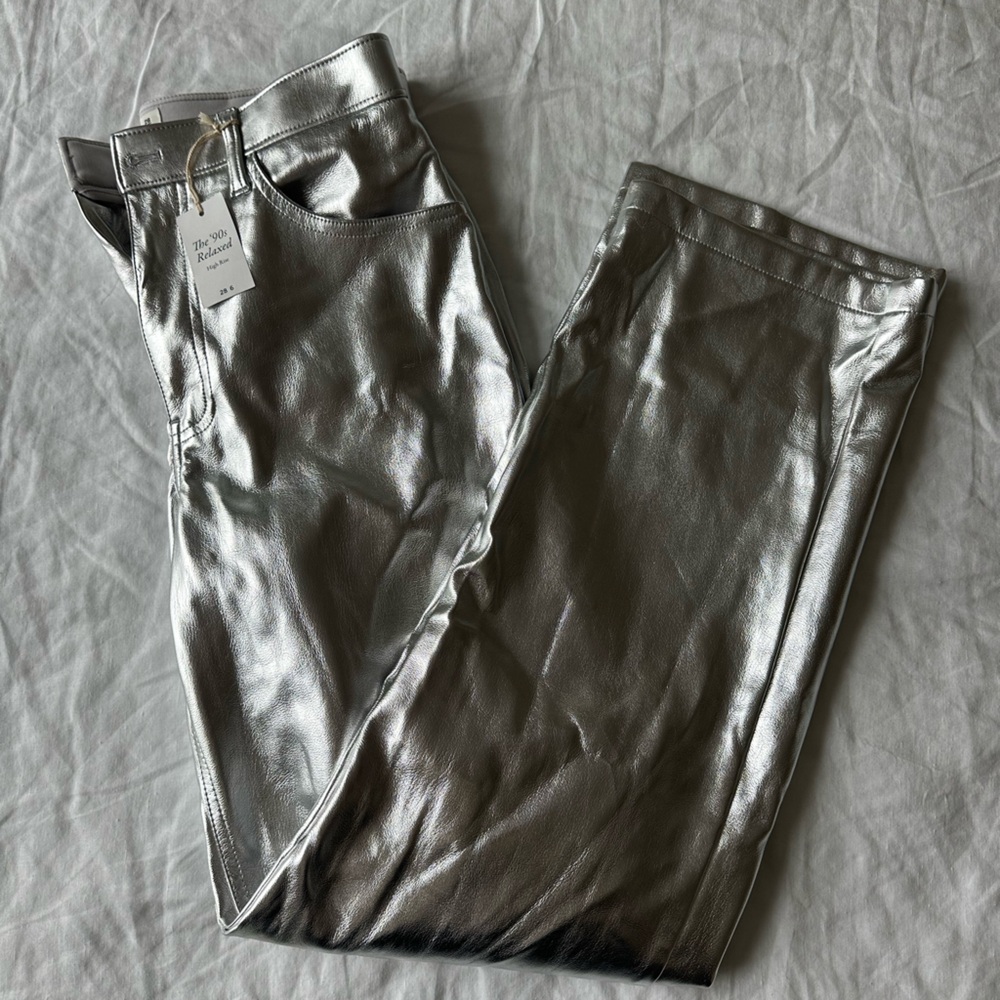 Abercrombie & Fitch Metallic Jeans - 90s Relaxed Fit - High Rise - 28/6 - Silver